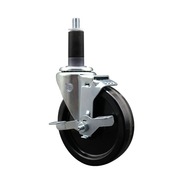 5'' Phenolic Swivel 1-1/8'' Expanding Stem Caster with Brake
